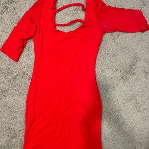 Saprano Red fitted dress. Size medium. 3/4 length sleeves